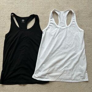 Set of 2 Women’s Size M 8-10 Athletic Tank Tops Black & White Cotton NWOT